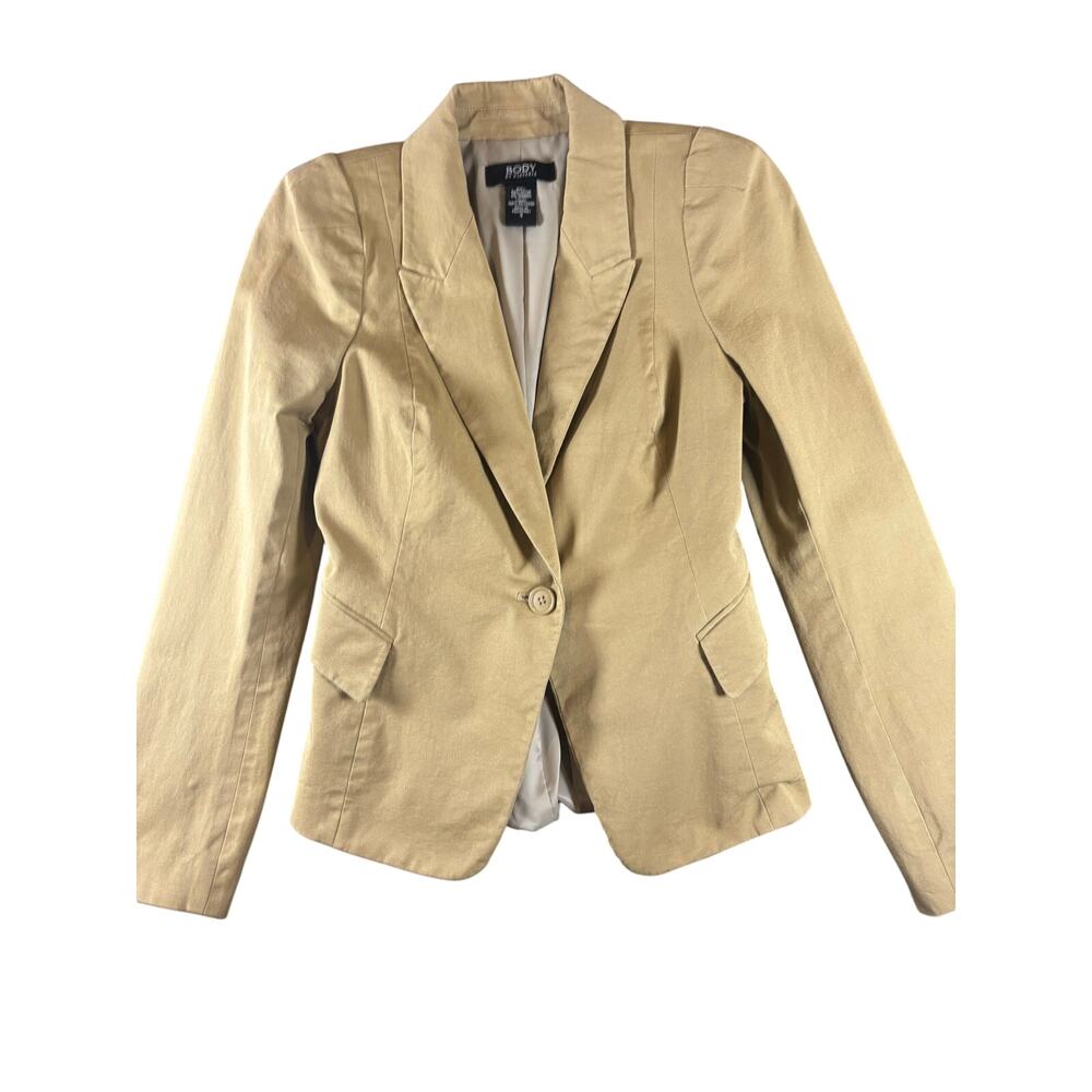 BODY by Victoria Khaki Cotton Stretch Fitted Blazer Size 4 Y2K